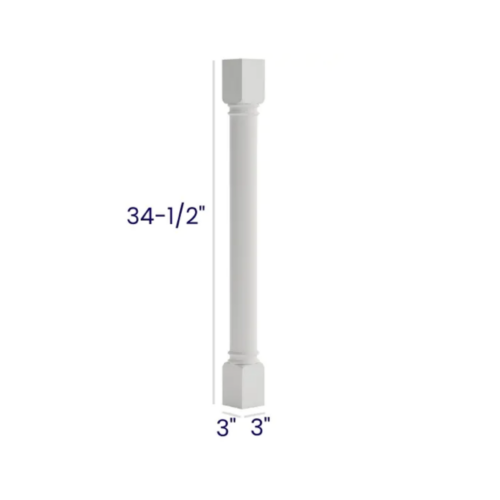 Slim Dove White - Classic Decorative Leg - 3"W X 3"D X 34 1/2"H