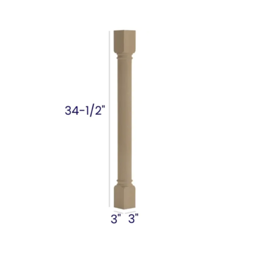 Slim White Oak - Classic Decorative Leg - 3"W X 3"D X 34 1/2"H