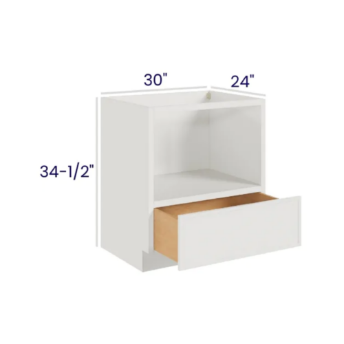 Slim Dove White - Microwave Base Cabinet - 30"W X 34-1/2"H X 24"D