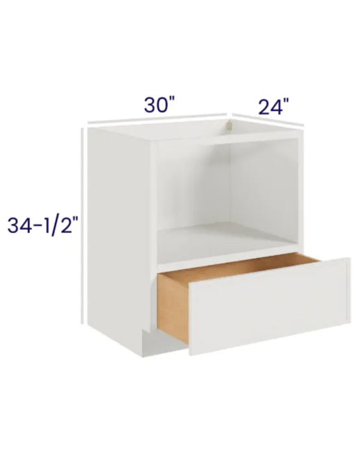 Slim Dove White - Microwave Base Cabinet - 30"W X 34-1/2"H X 24"D