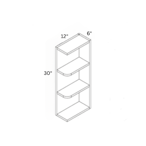 Charleston White - Open End Shelf - 6"W X 30"H X 12"D With 3 Shelf