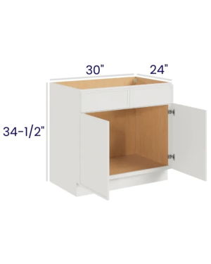 Slim Dove White – Sink Base – 30″W X 24″D X 34-1/2″H With 2 Door And 2 Dummy Drawers
