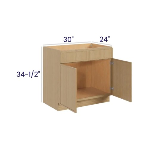 Slim White Oak Shaker Sink Base With Double Doors
