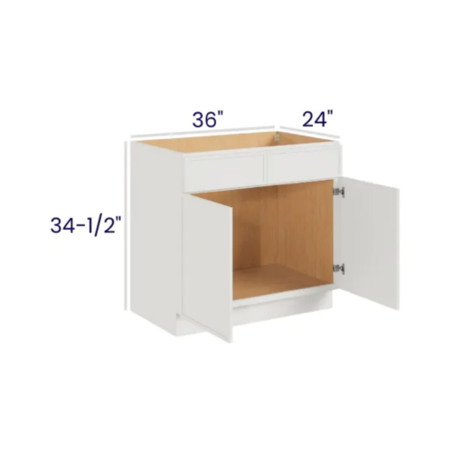 Slim Dove White - Sink Base - 36"W X 24"D X 34-1/2"H With 2 Door And 2 Dummy Drawers
