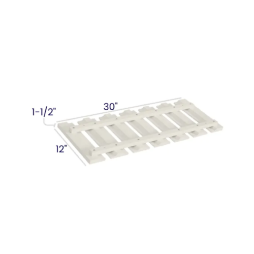 Charleston White - Stem Wine Glass Holder - 30"W X 1-1/2"H X 12"D - Mounts under any 30"W Wall Cabinet.