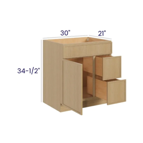 Slim White Oak - Vanity Combo - 30"Wx21"Dx34-1/2"H 2 door, 3 Drawers on Right