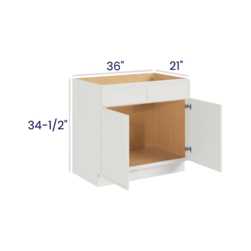 Slim Dove White - Vanity Sink Base Cabinet - 36"W X 21"D X 34-1/2"H With 2 Door And 2 Dummy Drawer
