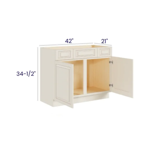Charleston White - Vanity Combo - 42"W X 21"D X 34-1/2"H With 2 Door, 2 Drawers And 1 Dummy Drawer