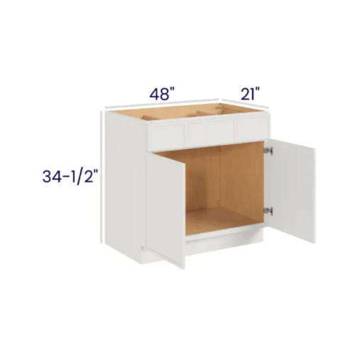 Slim Dove White - Vanity Combo - 48"W X 21"D X 34-1/2"H With 2 Door, 2 Drawers And 1 Dummy Drawer