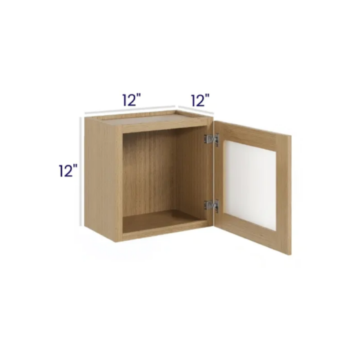 Slim White Oak - Wall cabinet Single Glass door - 12"W X 12"H X 12"D *Clear Glass Included