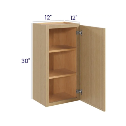 Slim White Oak - Wall Cabinet Single Door - 12"W X 30"H X 12"D With 1 Door And 2 Shelf