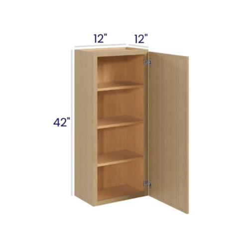 Slim White Oak - Wall Cabinet Single Door - 12"W X 42"H X 12"D With 1 Door And 3 Shelf