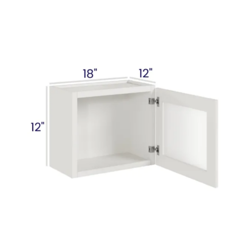 Slim Dove White - Wall cabinet Single Glass door - 18"W X 12"H X 12"D *Clear Glass Included