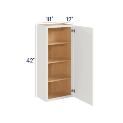 Slim Dove White - Wall Cabinet Single Door - 18"W X 42"H X 12"D With 1 Door And 3 Shelf