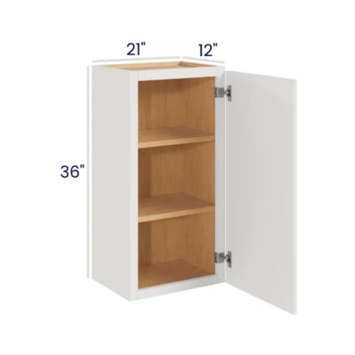 Slim Dove White - Wall Cabinet Single Door - 21"W X 36"H X 12"D With 1 Door And 2 Shelf