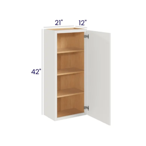 Slim Dove White - Wall Cabinet Single Door - 21"W X 42"H X 12"D With 1 Door And 3 Shelf