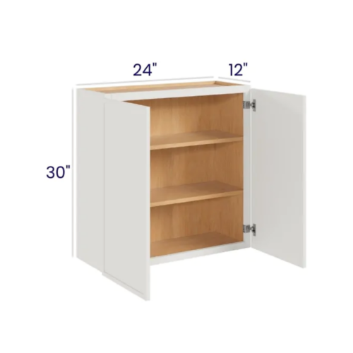 Slim Dove White - Wall Diagonal Corner Cabinet - 24"W X 30"H X 12"D With 1 Door And 2 Shelf