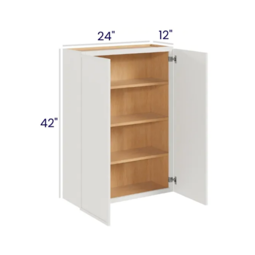 Slim Dove White - Wall Cabinet Double Door - 24"W X 42"H X 12"D With 2 Door And 3 Shelf