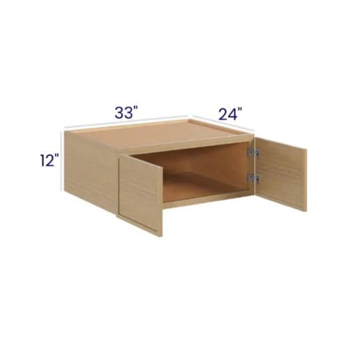 Slim White Oak - Refrigerator Wall Cabinet Double Doors - 33"W X 12"H X 24"D With 2 Door