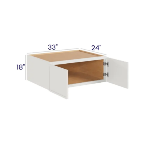 Slim Dove White - Refrigerator Wall Cabinet Double Doors - 33"W X 18"H X 24"D With 2 Door