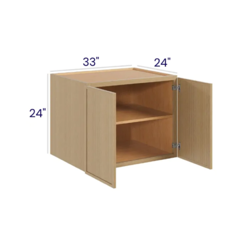 Slim White Oak - Refrigerator Wall Cabinet Double Doors - 33"W X 24"H X 24"D With 2 Door