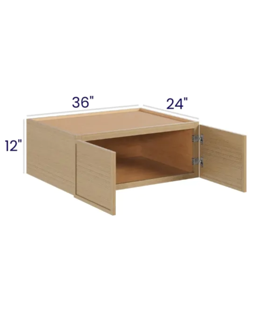 Slim White Oak36″ W Refrigerator Wall Cabinet 24″ Deep