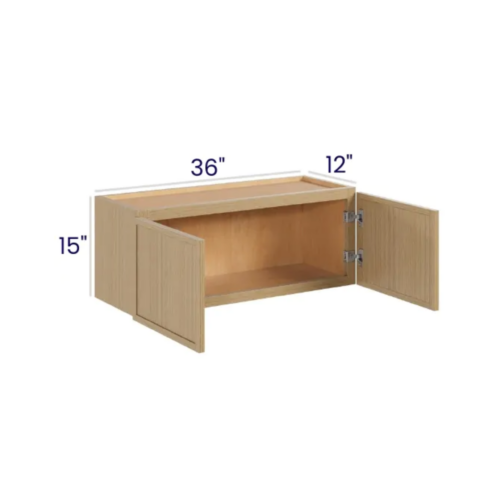 Slim White Oak - Wall Cabinet Double Door - 36"W X 15"H X 12"D With 2 Door