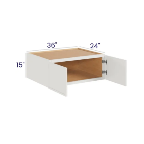 Slim Dove White - Refrigerator Wall Cabinet Double Doors - 36"W X 15"H X 24"D With 2 Door
