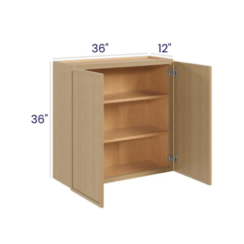 Slim White Oak - Wall Cabinet Double Door - 36"W X 36"H X 12"D With 2 Door And 2 Shelf