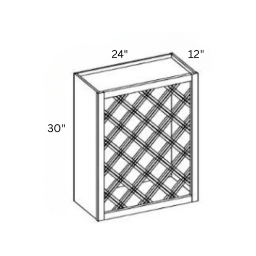 Charleston White - Wall Wine Rack Cabinet - 24"W X 30"H X 12"D