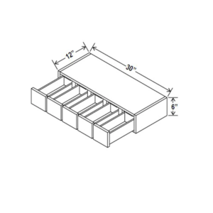 Charleston White - Wall Spice Drawer - 30"W X 6"H X 12"D