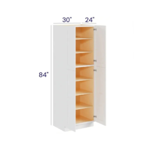 White Shaker 30″W Two Double Door Utility Pantry Cabinet