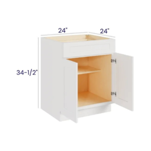 White Shaker Base Cabinet with Double Doors & Single Drawer
