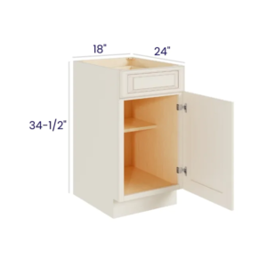 Charleston White - Base Cabinet Single Door -18"W X 24"D X 34-1/2"H With 1 Door, Drawer And Shelf