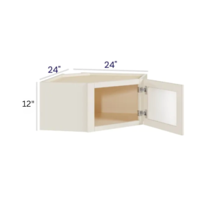 Charleston White - Diagonal Corner Wall Glass Door - 24"W X 12"H X 12"D *Clear Glass Included
