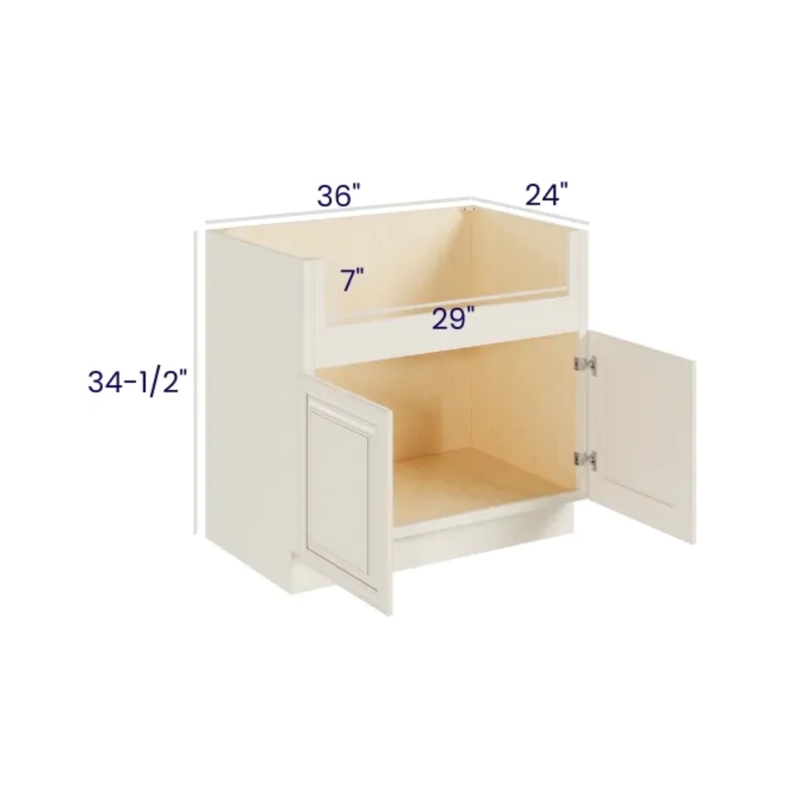 Charleston White - Farm Sink Base - 36"W X 24"D X 34-1/2"H With 2 Door