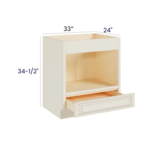 Charleston White - Microwave Base Cabinet - 33"W X 34-1/2"H X 24"D