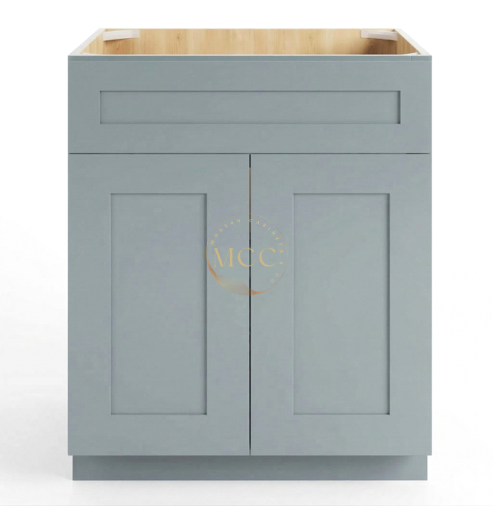 Shaker Gray Base Cabinet with Double Doors & Single Drawer