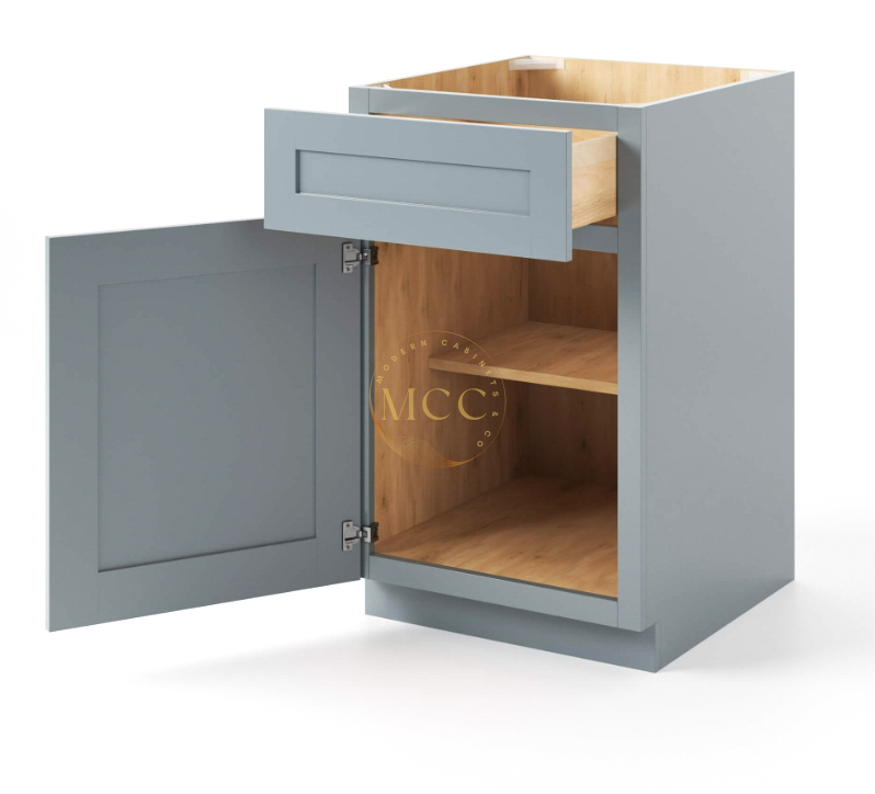 Shaker Gray Base Cabinet with Single Door & Drawer - Image 2
