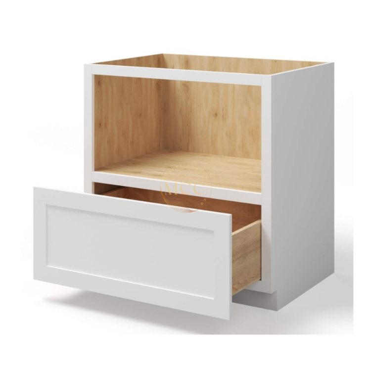 White Shaker Microwave Base Cabinet with Single Drawer