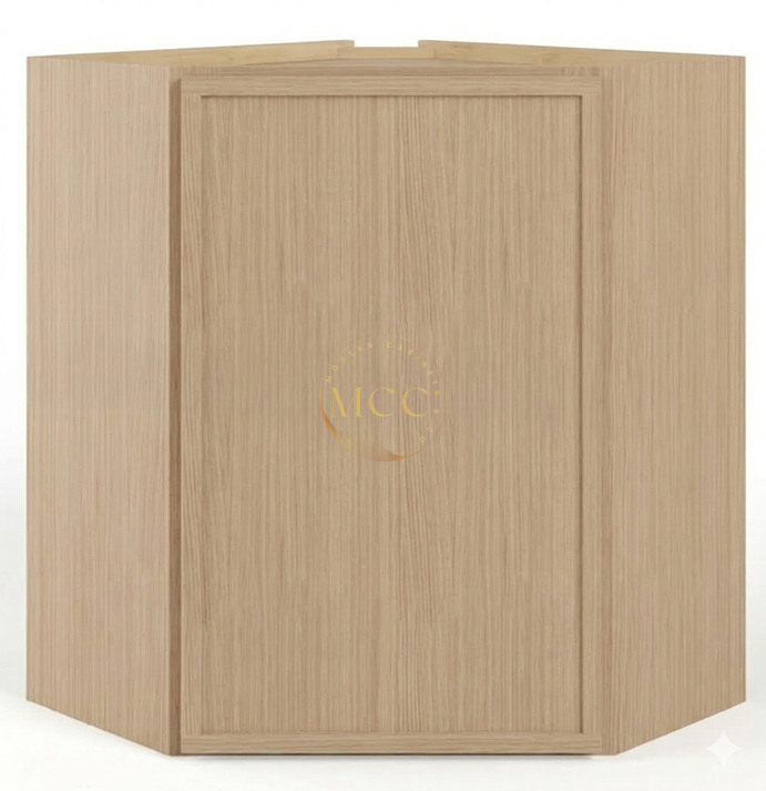 Slim White Oak 24″ Diagonal Corner Wall Cabinet - Image 2
