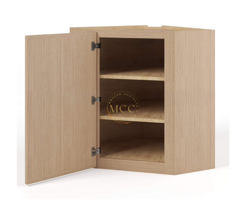 Slim White Oak 24″ Diagonal Corner Wall Cabinet