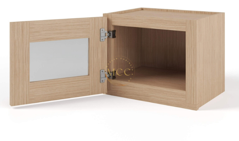 Slim White Oak 12″ H Single Door Wall Cabinet with Glass Door - Image 2