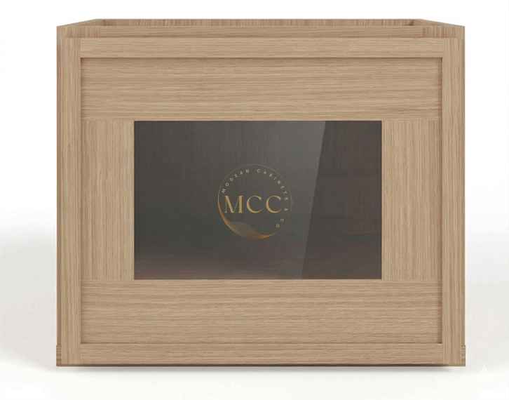 Slim White Oak 12″ H Single Door Wall Cabinet with Glass Door