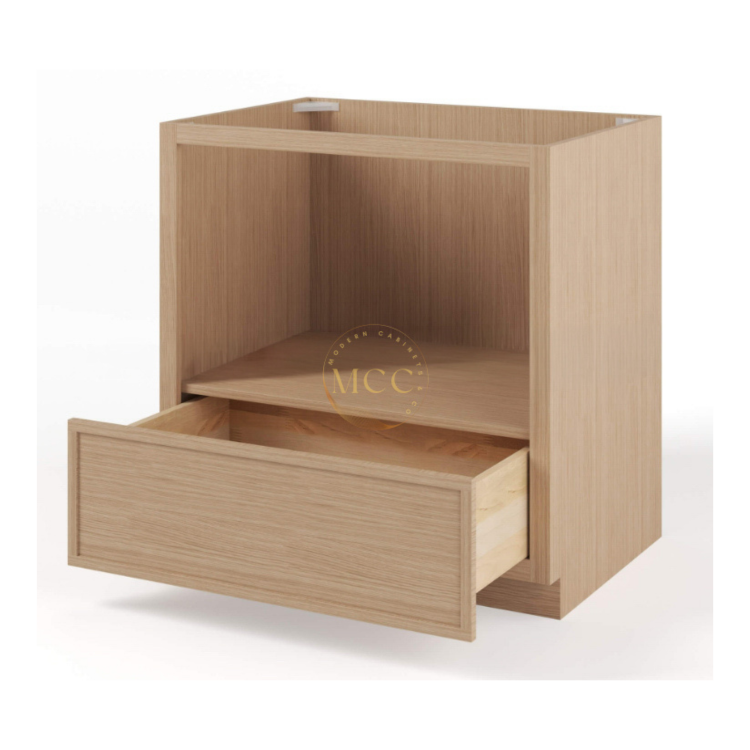 Slim White Oak Shaker Microwave Base Cabinet