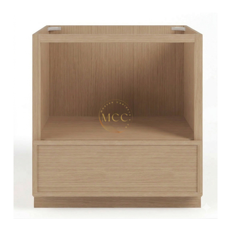 Slim White Oak Shaker Microwave Base Cabinet - Image 2