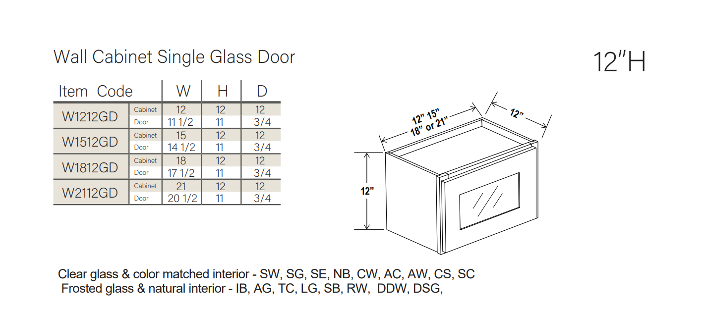 Slim White Oak 12″ H Single Door Wall Cabinet with Glass Door - Image 3