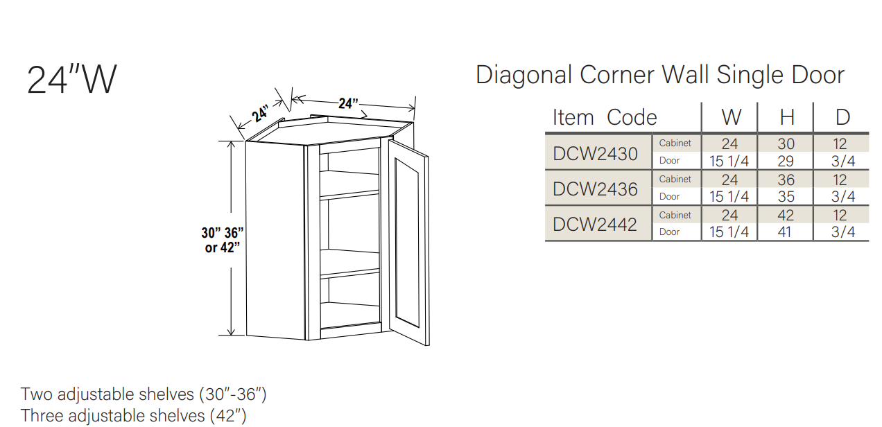 Slim White Oak 24″ Diagonal Corner Wall Cabinet - Image 3