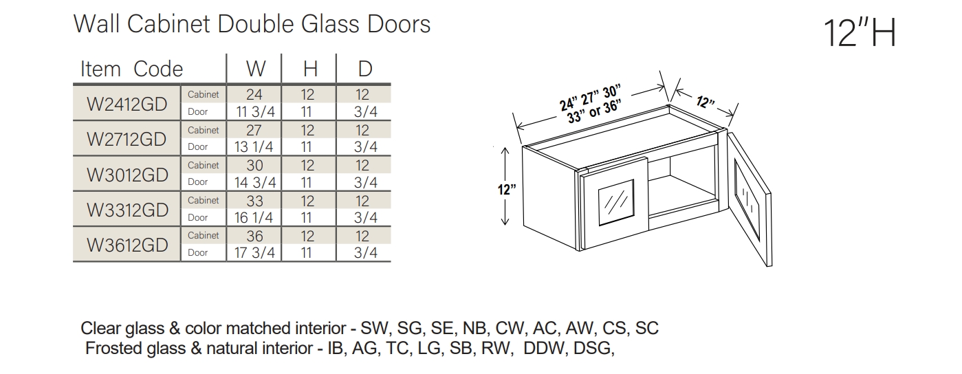 Slim White Oak 12″ H Double Door Wall Cabinet with Glass Doors - Image 3