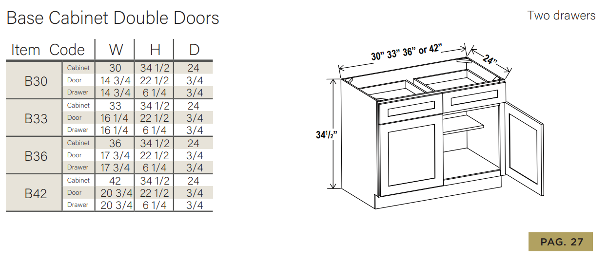 Slim White Oak Shaker Base Cabinet Double Doors and Drawers - Image 3
